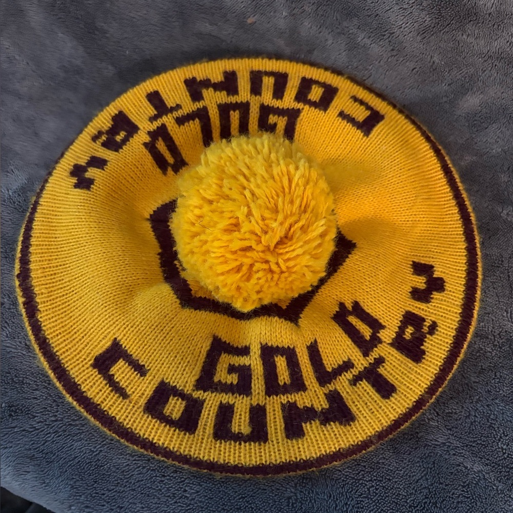 Vintage Gold Country Brimmed Pom Pom Hat
